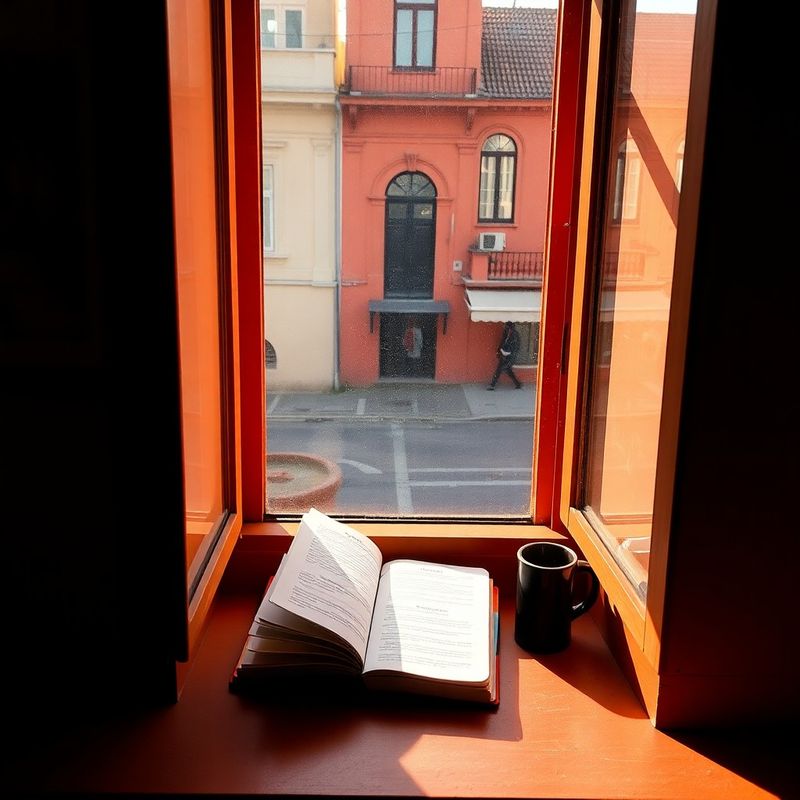 Caiet deschis pe pervazul unei ferestre din Constanța, lumină caldă